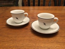 Nespresso Trademark LOGO Restaurant Ware Demitasse Cups & Saucers (2 sets)