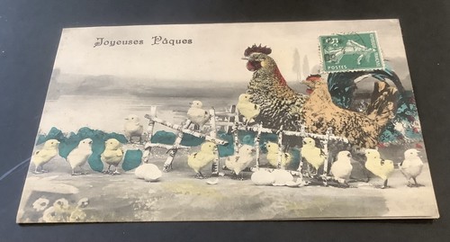 Cpa joyeuses pâques poules - cpa,