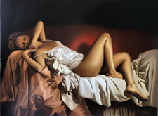 Hyperréalisme, Belgique, Nu Féminin, Pierre Roger, Huile Sur Panneau