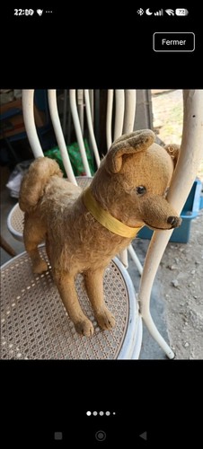 Peluche ancienne chien debout