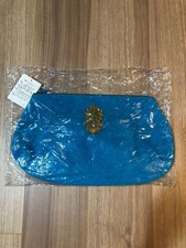 Sous Les Paves Clutch Bag Case Pouch Leather in Turquoise Blue NEW