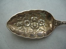 RARE SILVERWARE COMPOTE SPOON VERY WORKED SILVER?