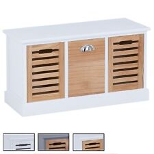 Banc de rangement assise 3 casiers avec persiennes MDF vintage rétro