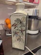 Colin Kellam Studio Pottery Lamp Base, Glazed Floral Leaves Design, Vintage Rare