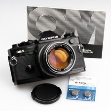 *MINT* SERVICED Black Olympus OM-2 SP Spot / Program Camera Zuiko 50mm 1.4 Lens