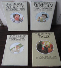 BoxSet 3 HB+DJ Books Three Fairy Tales Ludwig Bechstein Horses,Giant,Musician VG