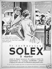 1933 PRESS ADVERTISEMENT SOLEX STARTER CARBURETOR INSTANT ENGINE START