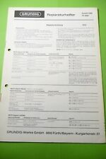 Manuel De Service Pour Grundig Satellit 1000, Transistor 6002, ORIGINAL !