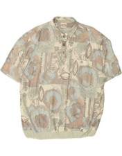 ANGELO LITRICO Mens Short Sleeve Pullover Shirt IT 56/58 XL Grey Patchwork QL06