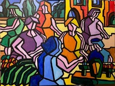 SCENE DE MARCHÉ-- ACRYLIQUE
