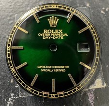 Rolex Mens NonQuick President Custom Green  Vignette Gold Stick Dial Model 1803