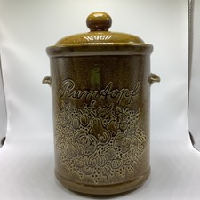 VTG German Ceramic Rumtopf Pot w/ Lid Mustard Yellow 10" Decorative Fruit