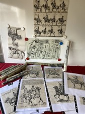 Lot  nombreux dessins encre  de chine sur calque  Etudes Uniformes  Empire?