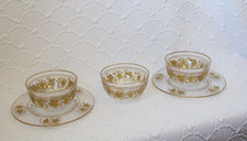 3 Val St. Lambert Pampre D'Or Crystal Small Bowls & 2 Under Plates