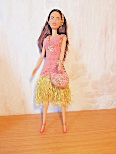 Robe crochet corail - robe,