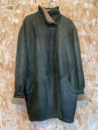 Manteau peau lainée verte - en,