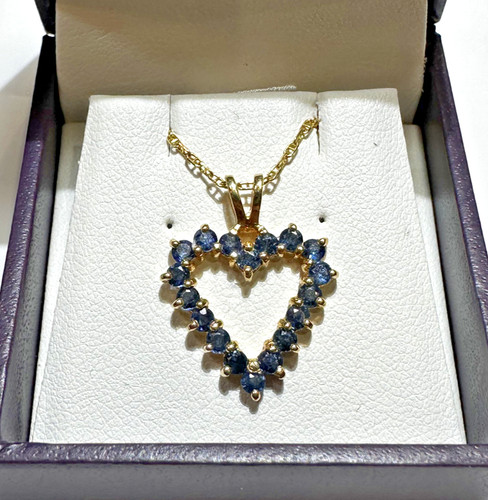 Pendentif cœur saphir - cœur, en