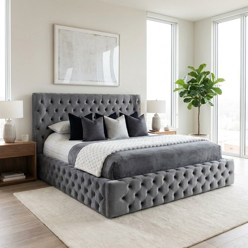 Lit conjugal moderne grey - lit,
