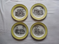 4 ANCIENNES ASSIETTES EN FAIENCE DE CREIL procédé Legros D'Anizy vers 1820