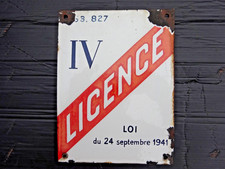 Plaque émaillée ancienne LICENCE 4 Déco Bar Cave Bistro