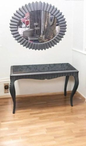 Une console moderne bois - console,