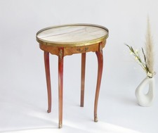 Antique French Inlaid Side Table Louis XV Style, Tall Nightstand with Drawer