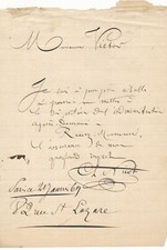 Charles NICOT tenor Paris Opera music singer signed autograph letter