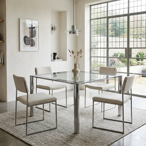 Table vintage métal chromé - table,