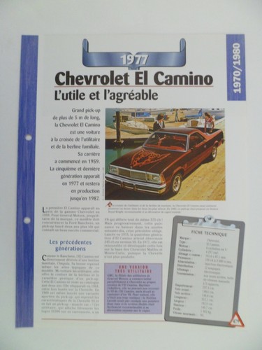 Carte fiche auto - carte, chevrolet