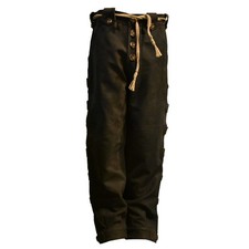Pantalon en cuir traditionnel, marron foncé avec patte de boutonnage...