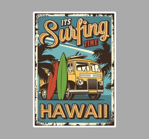 Affiche vintage surf - affiche,