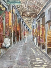 Very nice painting orientalist panel oil 19th century orientalism souk 1901 art
