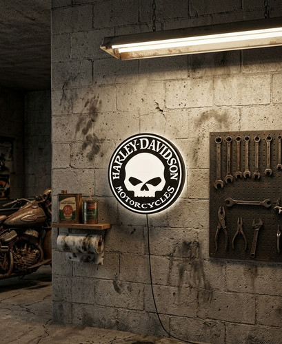 Enseigne harley davidson skull - harley-davidson,
