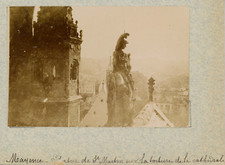 Germany, Mainz, Mainz, statue of St. Martin on cathedral roof
