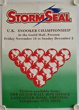  STORM SEAL U.K. Billiard Posters 1990 Guild Hall Preston SNOOKER CHAMPIONSHIP 