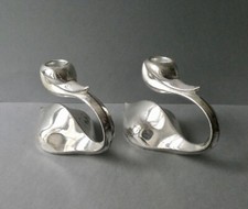 paire de bougeoirs en métal argenté, Ceasar Stoffi et Fritz Nagel, BMF années 70