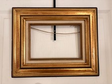 Ancien Cadre Doré Moulé en Bois Louis Feuillure 17x25 25x17cm