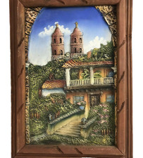 Vintage Impasto Painting Textured Rustic Frame Villa Home Veranda Flower Church