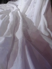 ANTIQUE WHITE DU PUY LACE COTTON VEIL TABLECLOTH INLAYS 230X240 /XIX
