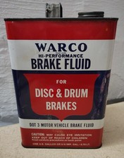 Vintage Warco Brake Fluid empty gallon Can