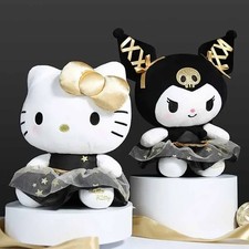 25 cm Sanrio Peluch jouet Kawaii noir et or série Kuromi ou hello kitty peluche