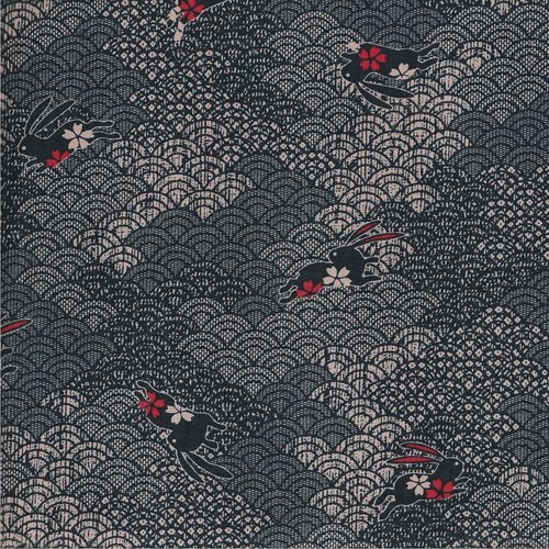 Tissu japonais lapins vagues - tissu,