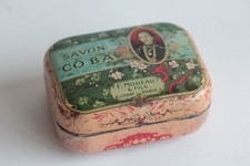 F.Moreau Perfumery Lithographed Sheet Metal Soap Box & CO BA Flowers (64538)