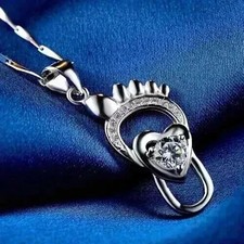 14k White Gold Plated 1.00Ct Round Moissanite  Baby Foot Pendant WOMEN