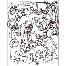 ALDE Yvette - Lithographie "Femme" 27x21cm - 1963 - Signée à l'encre