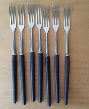 Lot de 7 fourchettes à fondue en inox manche bois