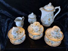 TRES JOLI SERVICE A CAFE EN FAIENCE DE GIEN DECOR ROUEN SAINFOIN JAMAIS SERVI