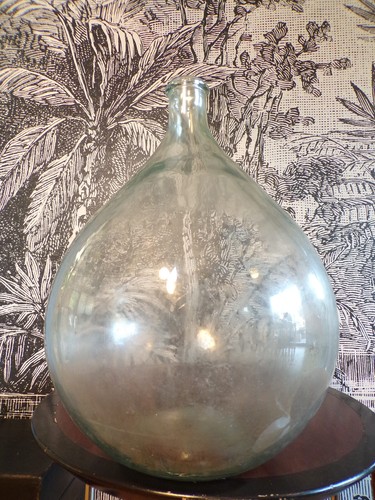 Ancien bonbonne verre soufflé - ancien, verre-soufflé