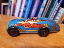 NICE VINTAGE 1947 AUTOMATIC TOY CO. CAPTAIN MARVEL #4 TIN LITHO WIND UP RACE CAR
