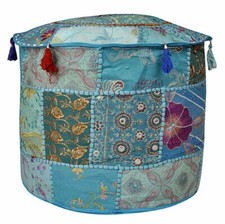 Indian Living Room Decorative Pouf, Foot Stool,Round Ottoman Cover Pouf,22 inch